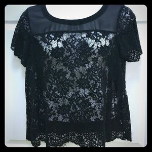 TORRID cropped lace top w/ chiffon